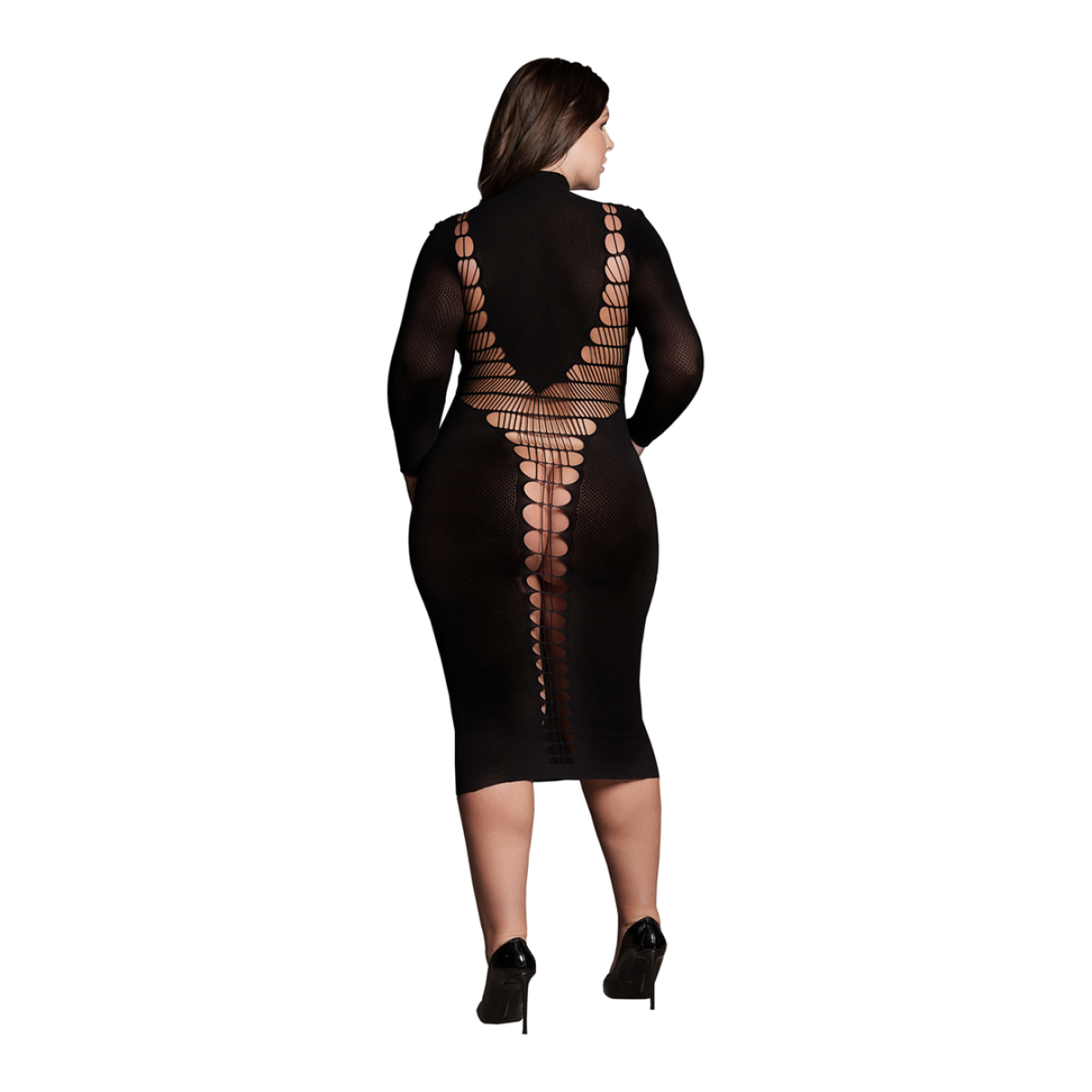 robe longue a col roule grande taille carme noir 4