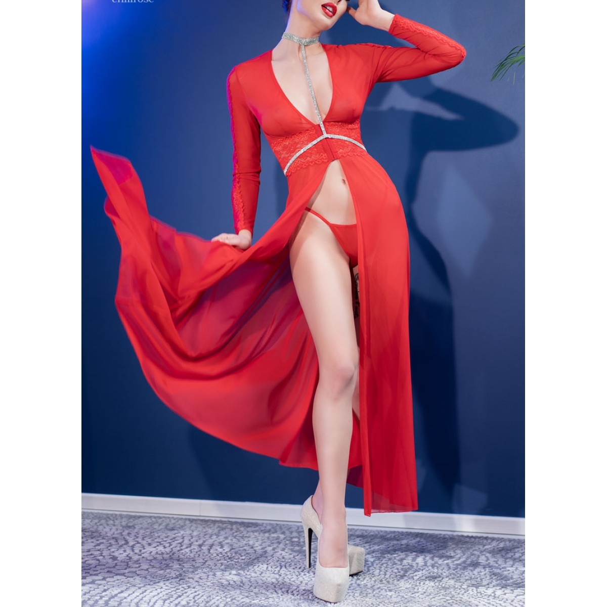 robe ouverte nuria rouge