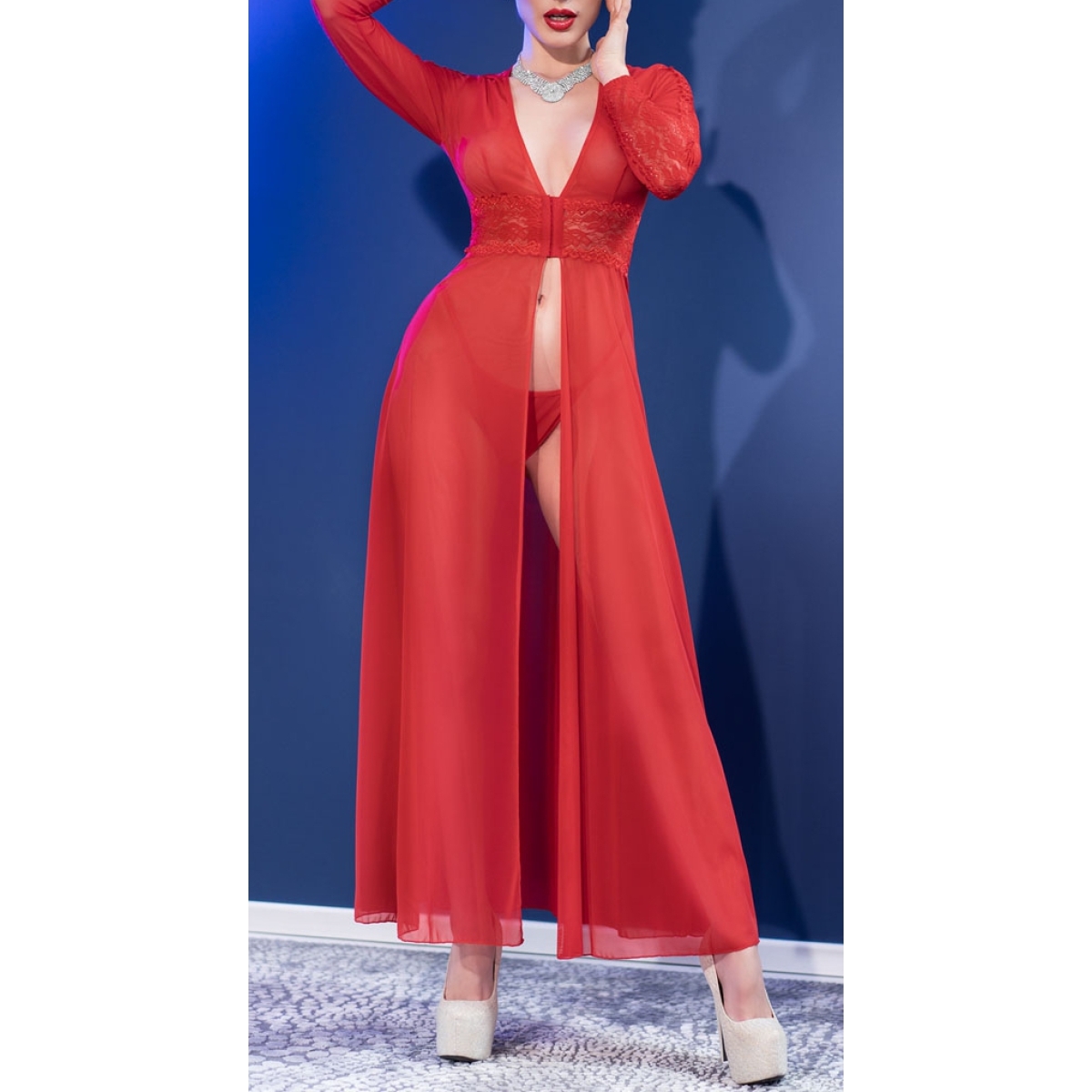 robe ouverte nuria rouge 4