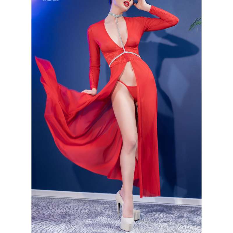 robe ouverte nuria rouge