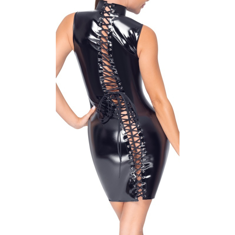 robe vinyl dress lacing noire 1