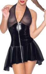 robe vinyl dress net noire