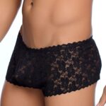 rose lace boy short black