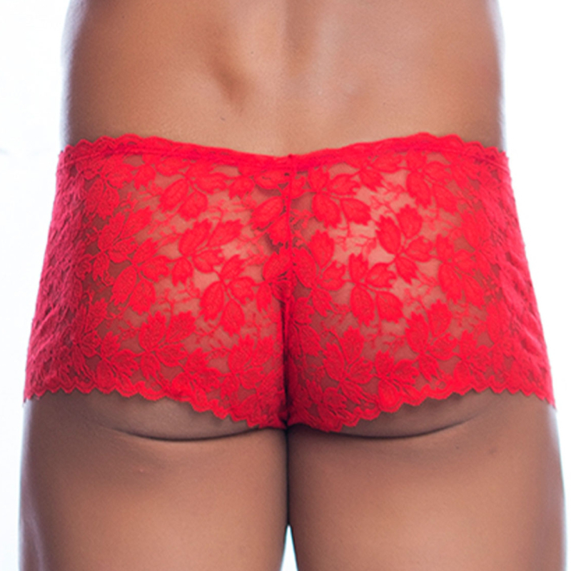 rose lace boy short red 1