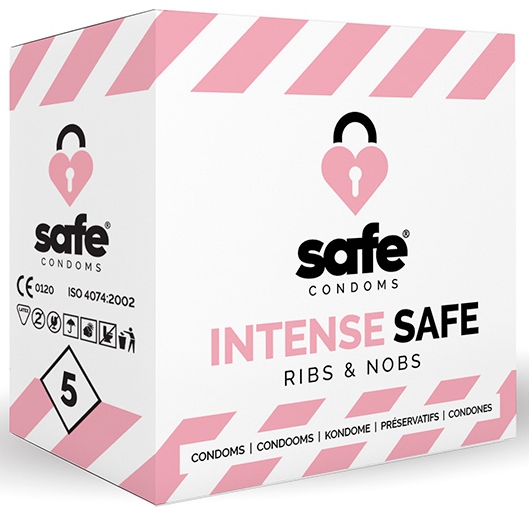 safe-condoms-intense-safe-ribs-nobs-5-pcs safe condoms intense safe ribs nobs 5 pcs