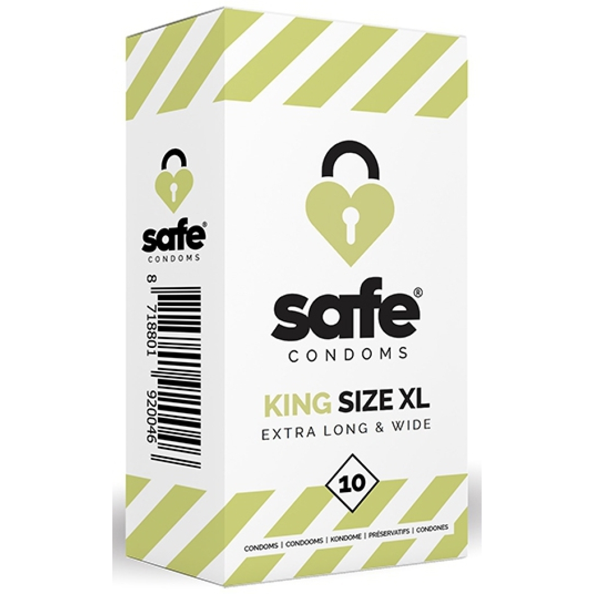 safe condoms king size xl extra long wide 10 pcs