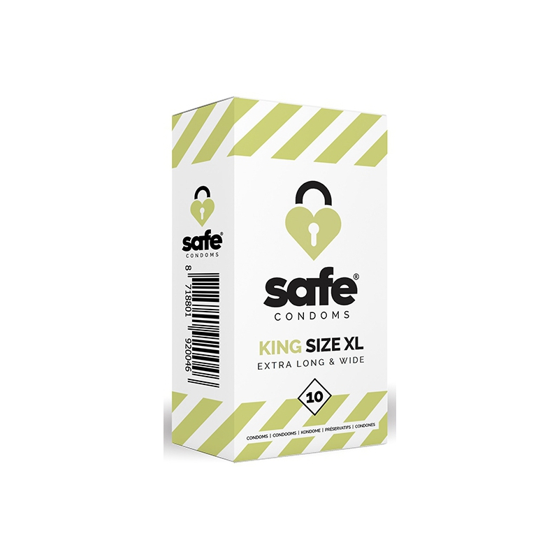 safe condoms king size xl extra long wide 10 pcs