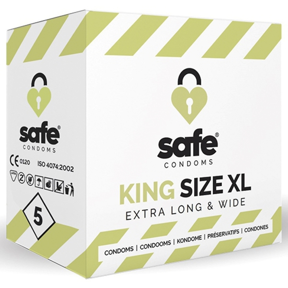safe condoms king size xl extra long wide 5 pcs