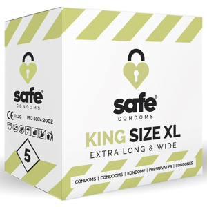 safe condoms king size xl extra long wide 5 pcs