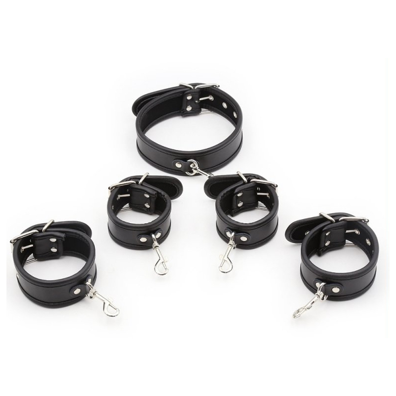 set de restriction collier et menottes noir 1