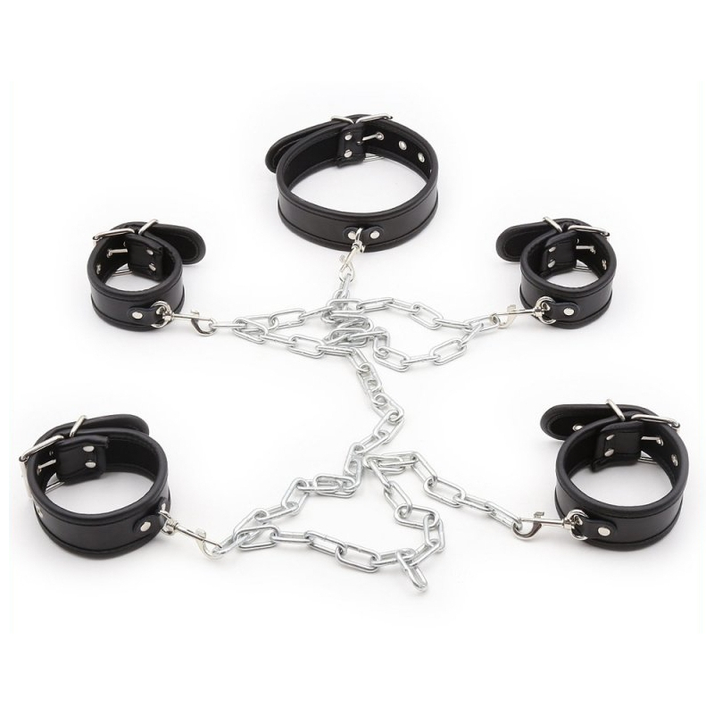 set de restriction collier et menottes noir