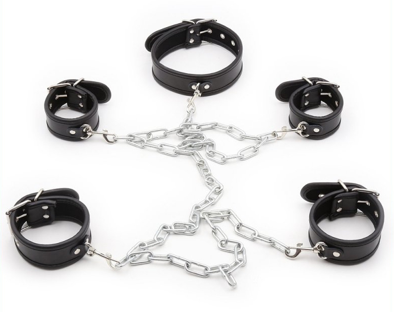set de restriction collier et menottes noir