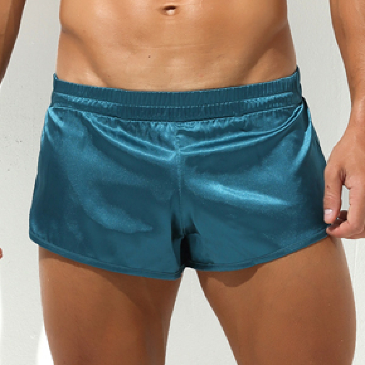 short avec jock slit bleu