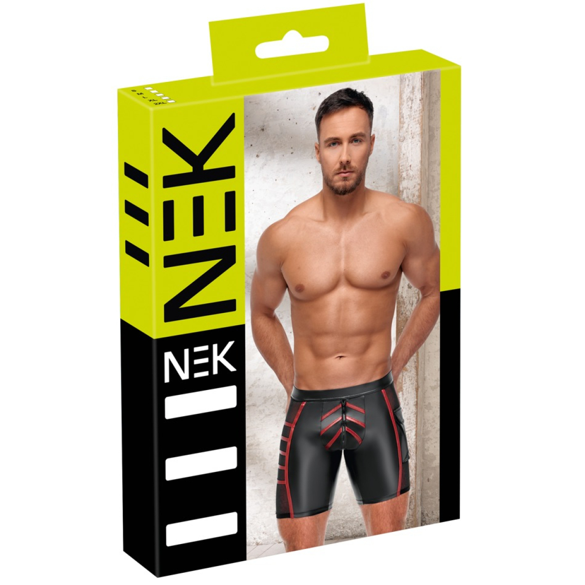 short avec zip ormeto noir rouge 2