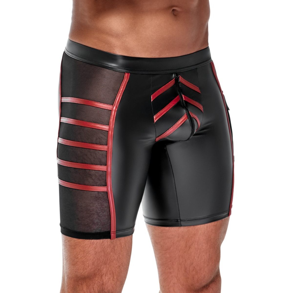 short avec zip ormeto noir rouge 3