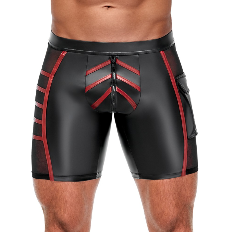 short avec zip ormeto noir rouge