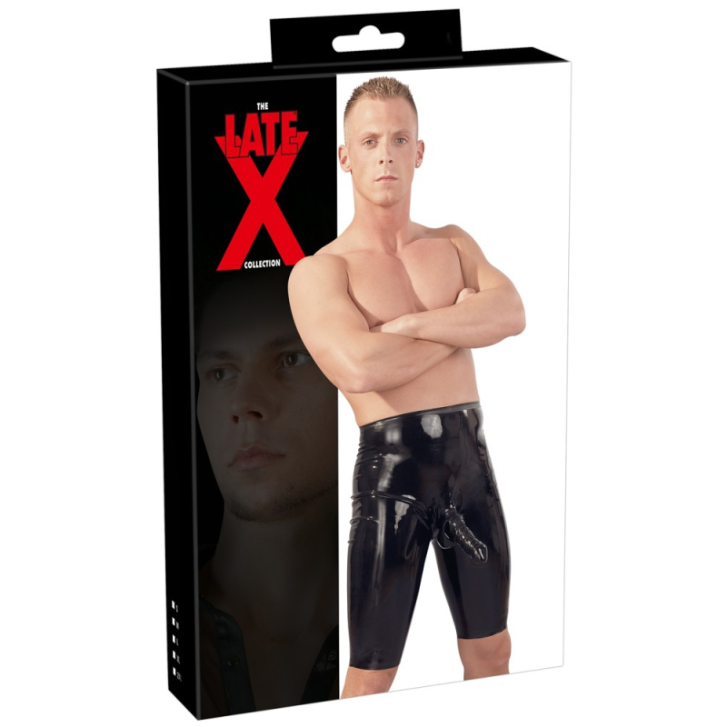 short cycliste en latex avec gaine penis 2