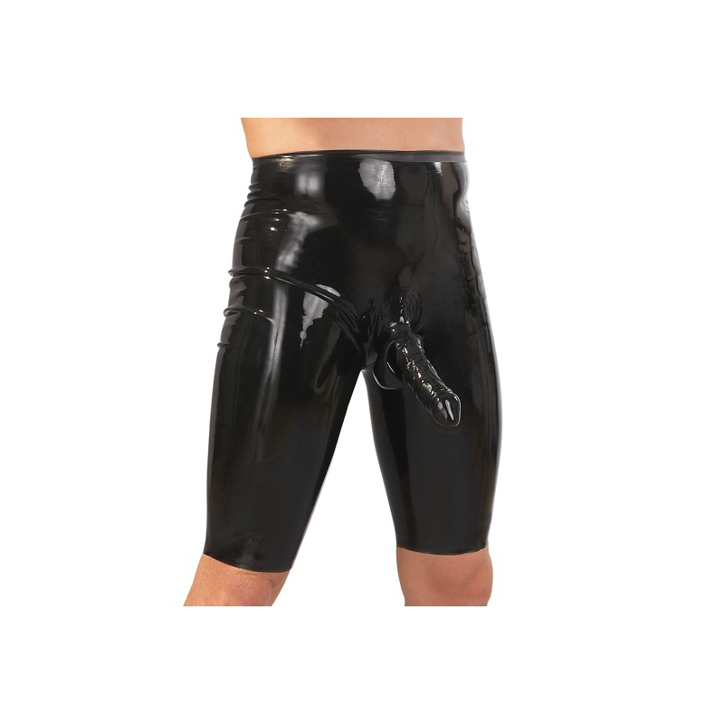 short cycliste en latex avec gaine penis