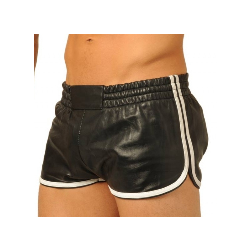 short en cuir fist noir blanc