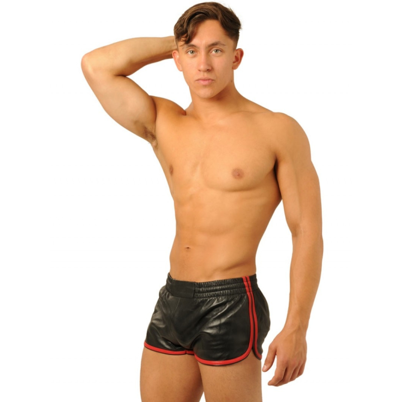 short en cuir fist noir rouge 2
