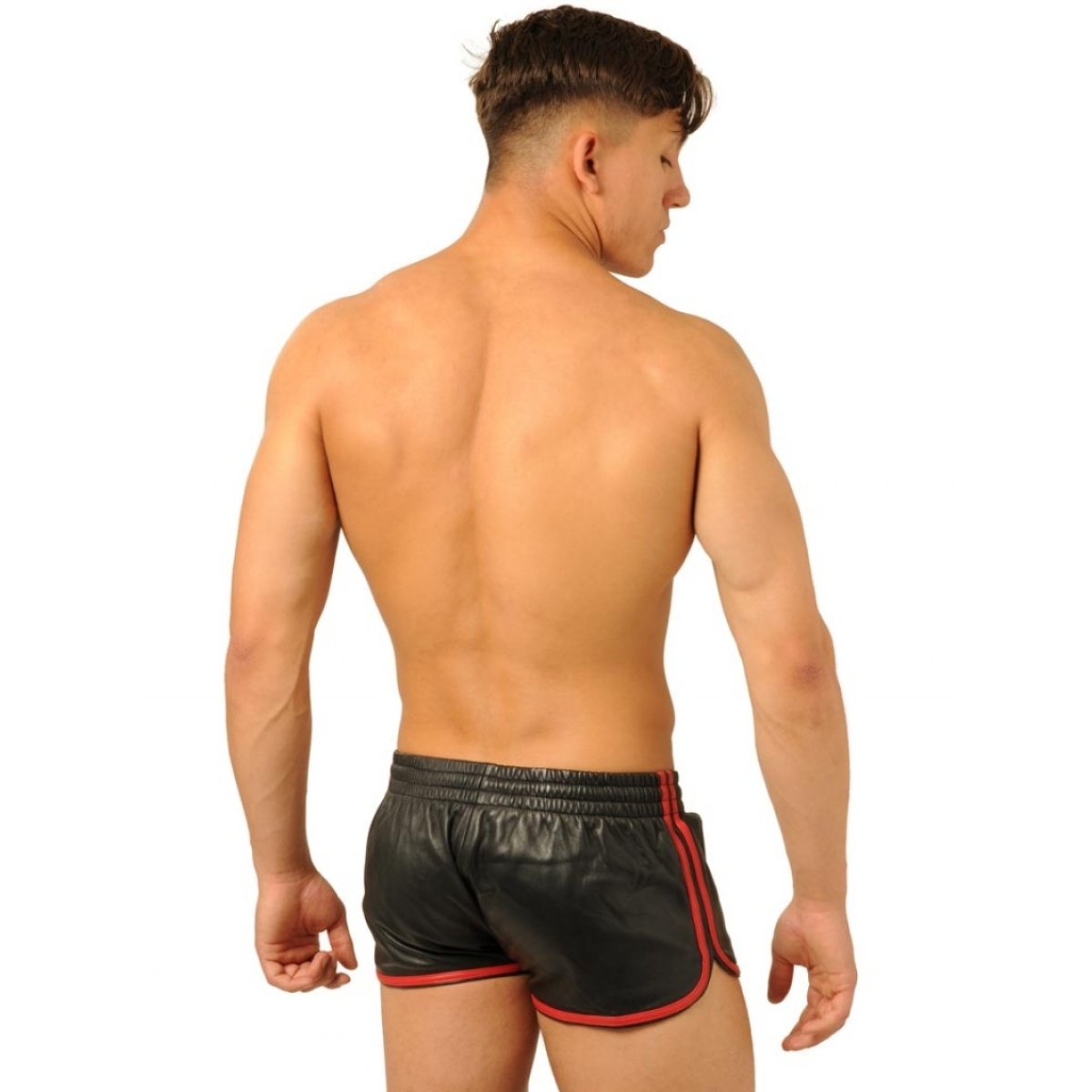short en cuir fist noir rouge 4