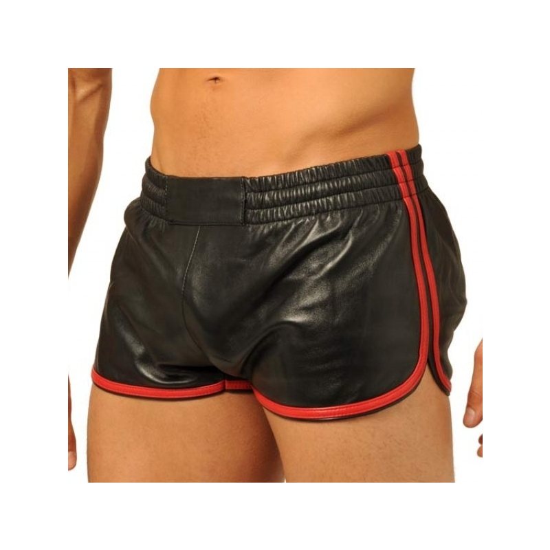 short en cuir fist noir rouge