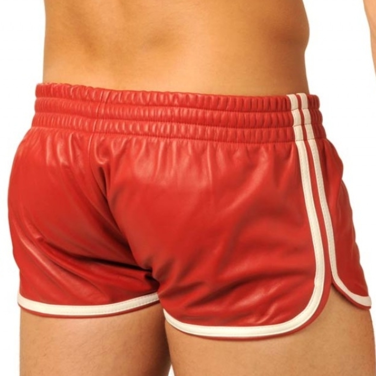 short en cuir fist rouge blanc 1