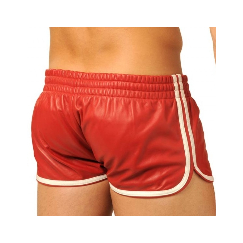 short en cuir fist rouge blanc 1