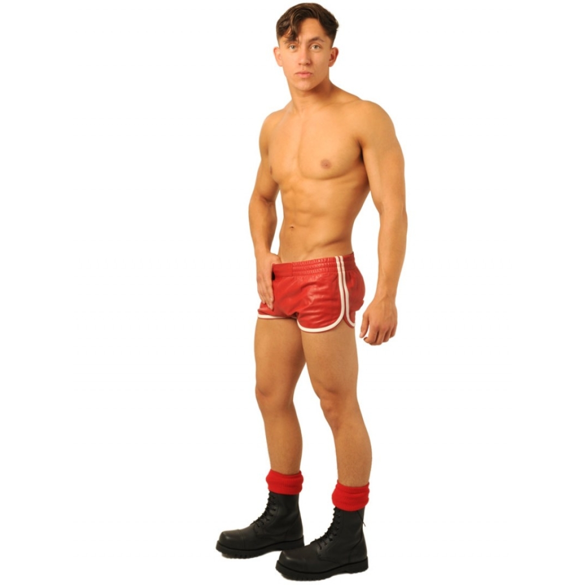 short en cuir fist rouge blanc 3