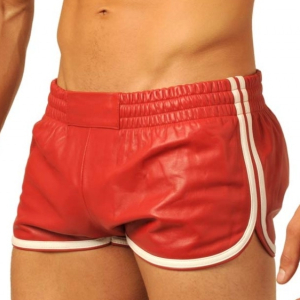 short en cuir fist rouge blanc