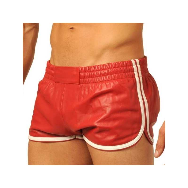 short en cuir fist rouge blanc
