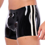 short en latex xrub avec zip avant arriere noir blanc