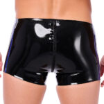 short en latex xrub avec zip avant arriere noir bleu 1