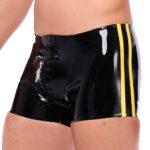 short en latex xrub avec zip avant arriere noir jaune