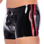 short en latex xrub avec zip avant arriere noir rouge