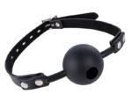 silicone hollow mouth gag black