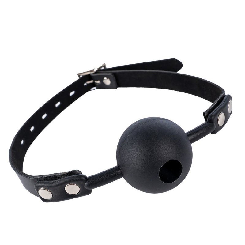 silicone hollow mouth gag black