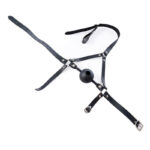 silicone hollow mouth gag with harness black