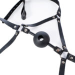 silicone hollow mouth gag with harness black 3