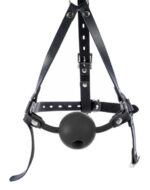 silicone hollow mouth gag with harness black 4