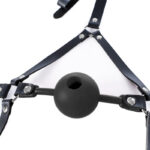 silicone hollow mouth gag with harness black 5