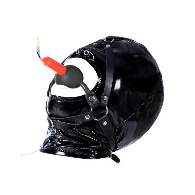 silicone hollow mouth gag with harness black 6