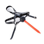 silicone hollow mouth gag with harness black 7