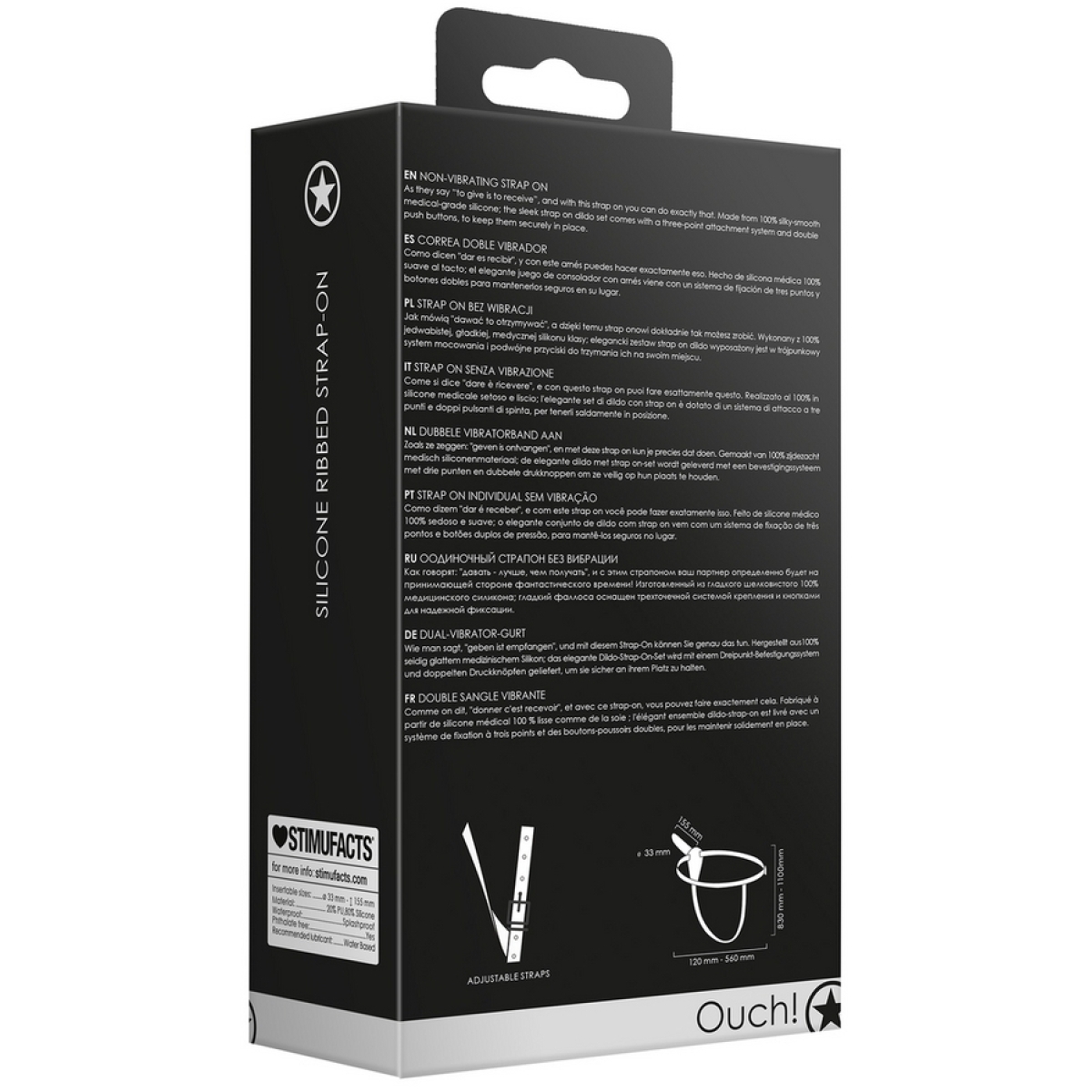 silicone ribbed strap on adjustable black 2