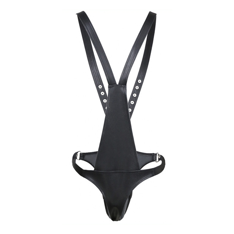singlet open rompers simili noir 1