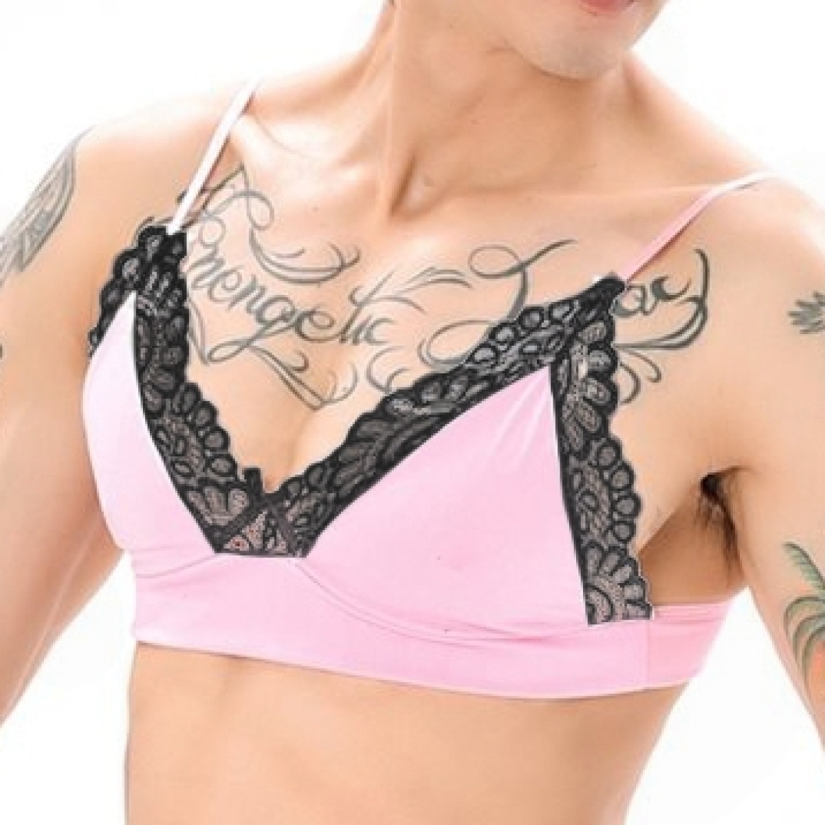 soutien gorge lace border rose noir
