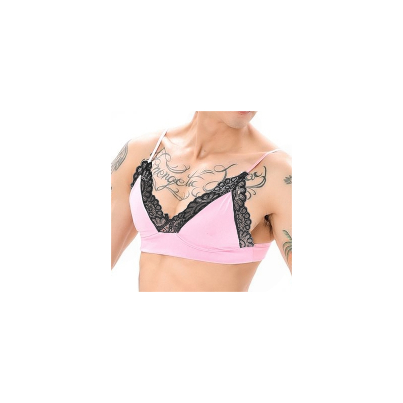soutien gorge lace border rose noir