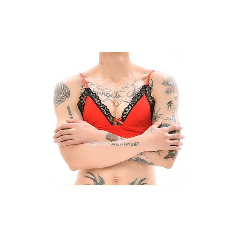 soutien gorge lace border rouge noir