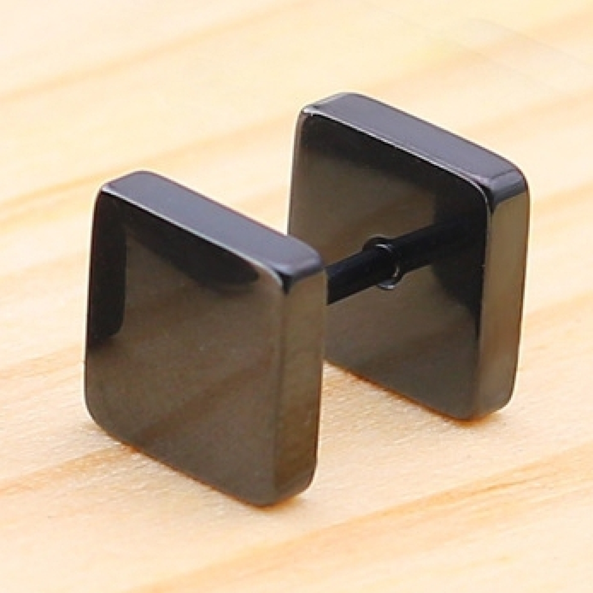 stainless square earring stud black 1