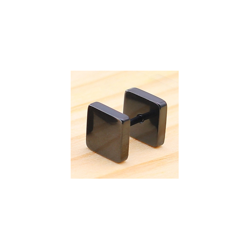stainless square earring stud black 1